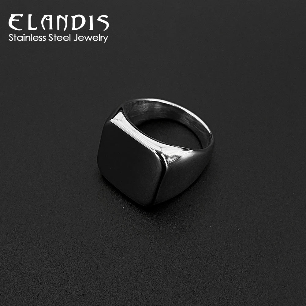 ELANDIS Modeschmuck, quadratische Edelstahlringe für Herren, Accessoires, Jahrestag, Hochzeit, Party, Geschenk, trendige geometrische Ringe
