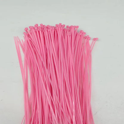 250 Stück selbstsichernde Kabelbinder-Set aus rosa Nylon, 3 Größen, 100 cm, 150 cm, 200 cm, für Kabelmanagement-Kabelbinder für Zuhause und Garten