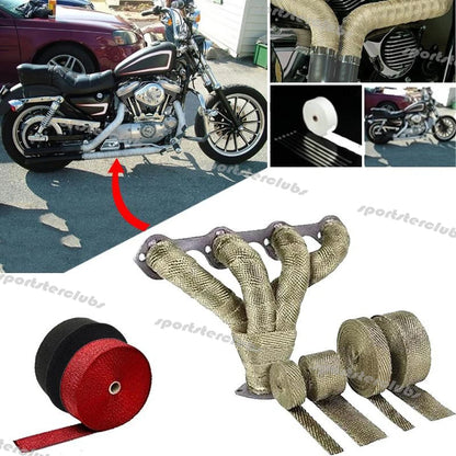 5M/10M/15M Titan Schwarz Fiberglas Thermische Auspuff Header Rohr Wärme Wrap Turbo Rohr verteiler Wärmedämmung Band Rolle 50mm