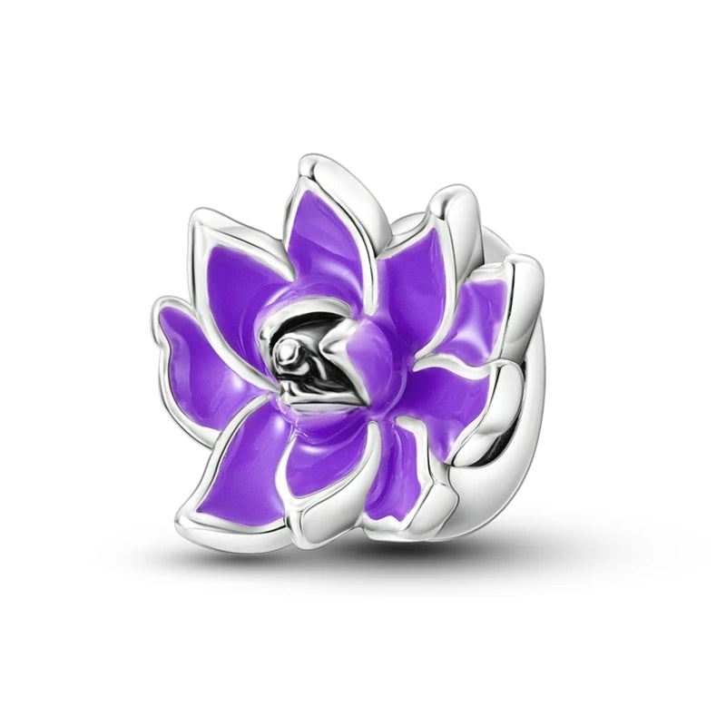Blumen-Charms aus 925er Silber, Sonnenblumen-Tulpen-Anhänger, passend für Original-Pan-Armbänder zur Herstellung von Schmuck