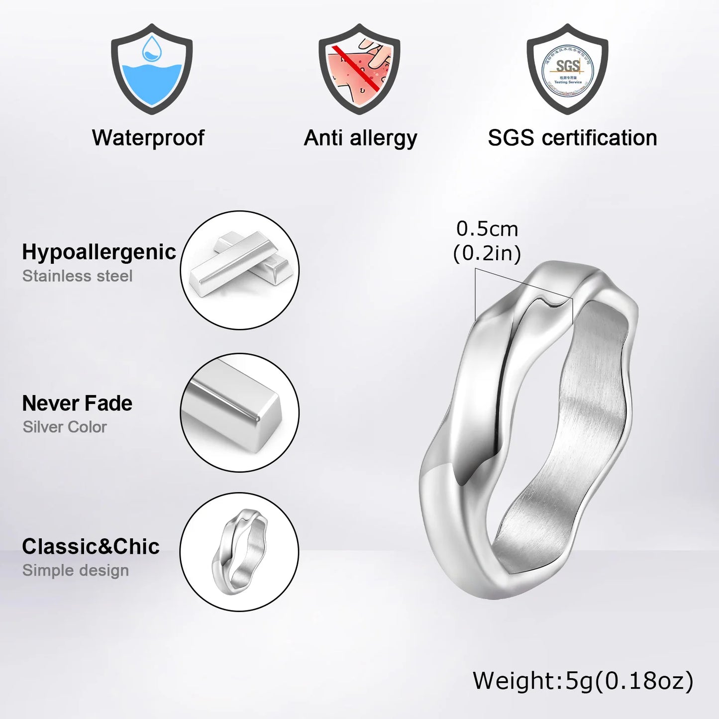 Einfache Mobius-Ringe für Männer und Jungen, einfacher Paar-Fingerring aus Edelstahl, Punk-Vintage-Schmuckgeschenke
