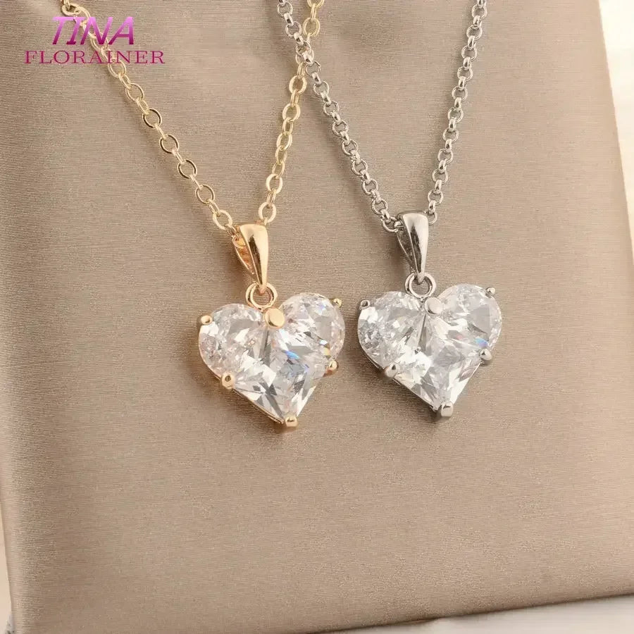 3PCS 14MM 14K Gold Farbe Messing mit Zirkon Herz Halskette Charms Anhänger Ohrringe Schmuck Machen Liefert Zubehör