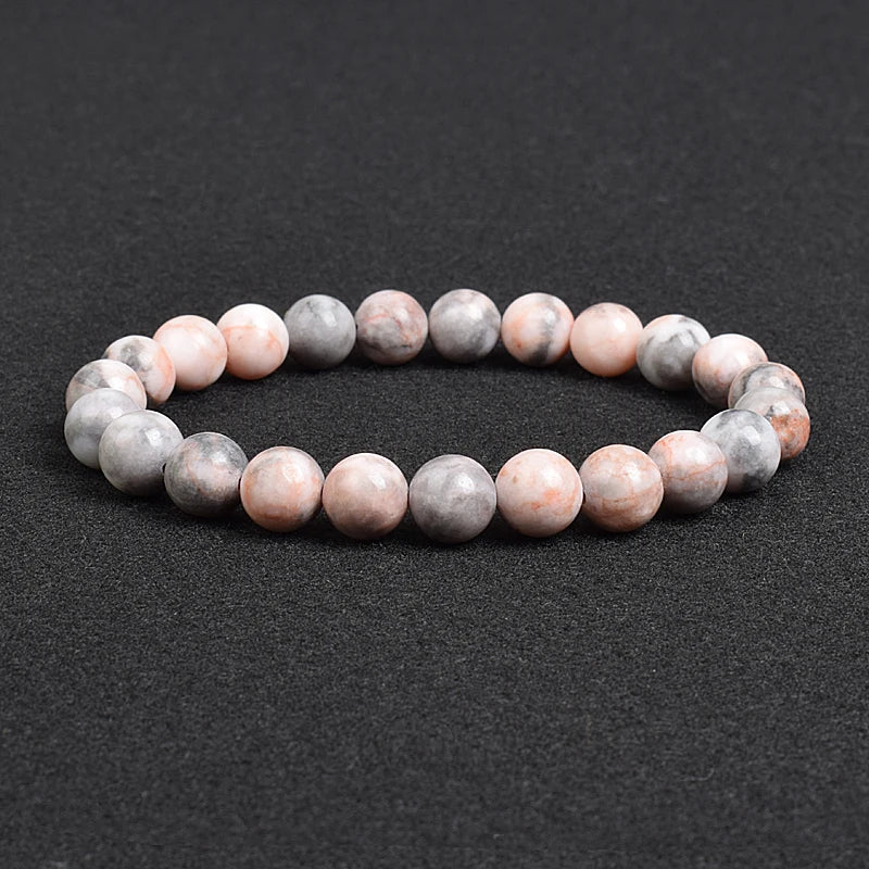 Genuine natural stone bracelet: Apatite, Lapis Lazuli, Agate, Crystal, Tiger's Eye. High-quality gemstone bead bracelet. Men's jewelry bangle.