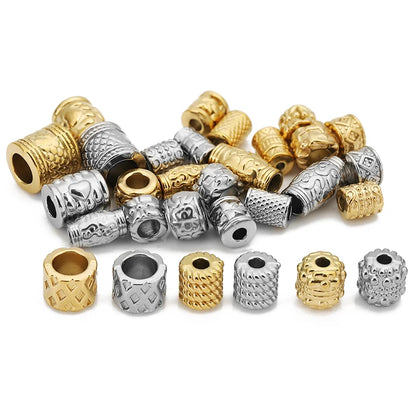 5 teile/los Edelstahl Gold Farbe Lose Rohr Große Loch Spacer Perlen für DIY Armbänder Halskette Schmuck Machen Liefert Finden