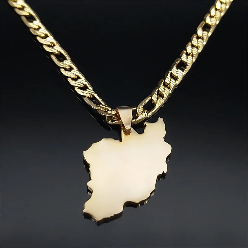 Iran Karte National flagge Anhänger iranische Halskette für Frauen Männer Edelstahl Gold Farbe Hip Hop Halsketten Schmuck Geschenk n3459s05