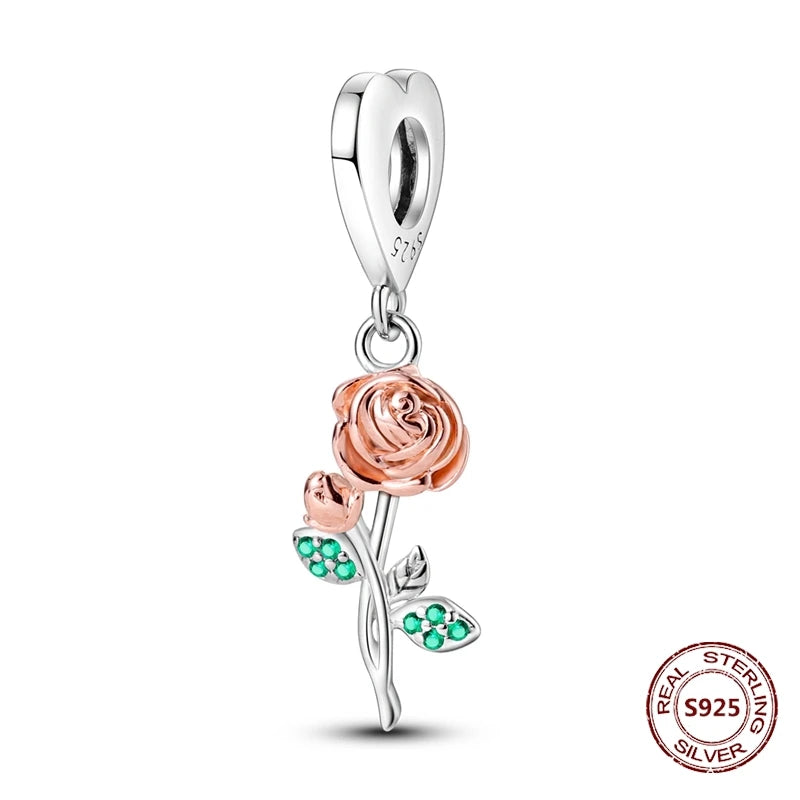 Flugzeug-Charm, 925er Silber, Original-Zirkon, Kleeblatt, Avocado, Charms, Perle, passend für Armbänder, DIY-Schmuck für Frauen, Hochzeitstag, Geschenk