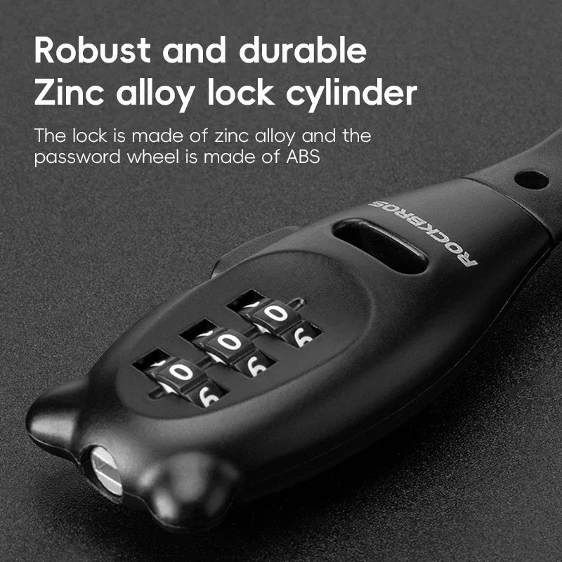 ROCKBROS Passwort Motorrad Helm Schloss Edelstahl Nylon Mantel Zinklegierung Zylinder Tragbare Anti-diebstahl Fahrrad Kabelbinder