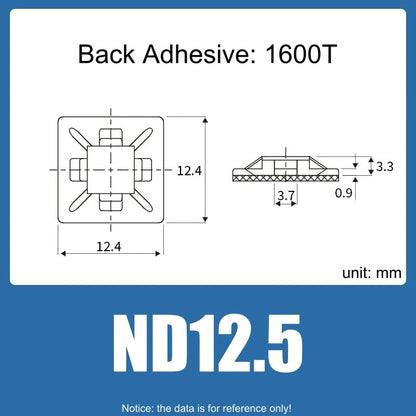 100 Stück selbstklebende Nylon-Kabelbinderhalter, Kabelbinder, fester Sitz, PA66, Kunststoff-Kabelklemmen, 3 m, 1600 t, stark klebende Kabelbinderhalterung