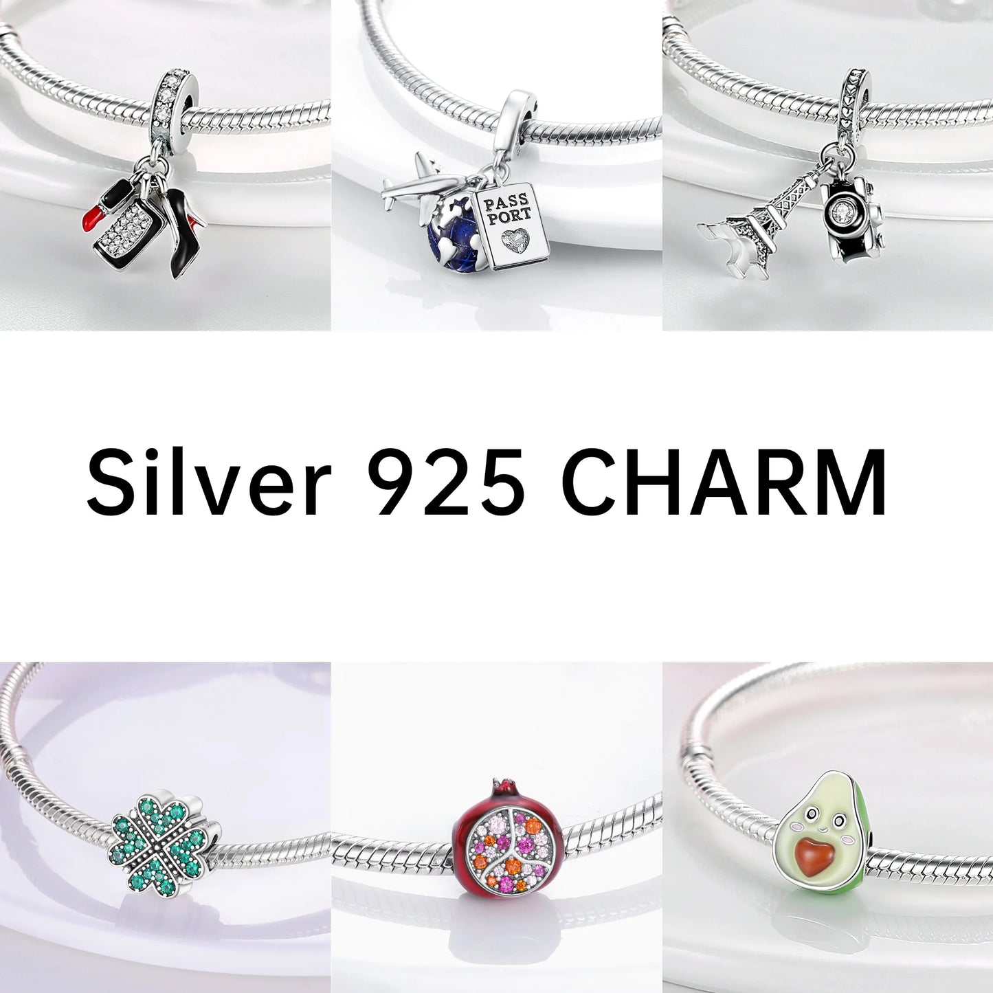 Flugzeug-Charm, 925er Silber, Original-Zirkon, Kleeblatt, Avocado, Charms, Perle, passend für Armbänder, DIY-Schmuck für Frauen, Hochzeitstag, Geschenk