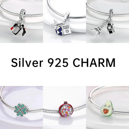 Flugzeug-Charm, 925er Silber, Original-Zirkon, Kleeblatt, Avocado, Charms, Perle, passend für Armbänder, DIY-Schmuck für Frauen, Hochzeitstag, Geschenk