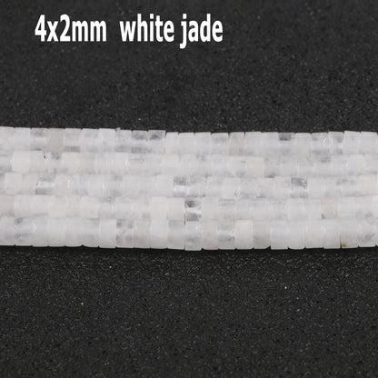 44 Arten weiße Chalcedon-Jade-Achat-Perle, Naturstein, Rondelle-Würfel, facettierte lose Perlen für Schmuckherstellung, Armbänder, Zubehör