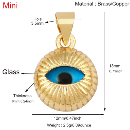 Blaues rundes Herz-Augen-Glücksamulett, türkischer Glücksanhänger, echtes 18 Karat vergoldetes Halsketten-Armband, Schmuckzubehör, S52