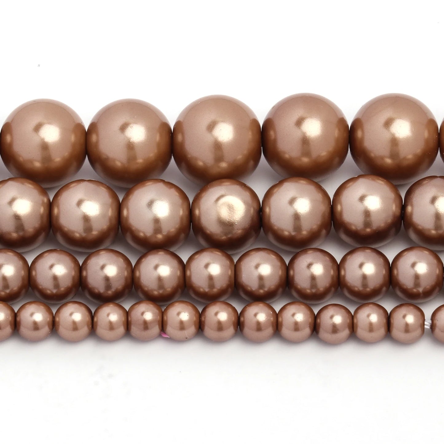 Großhandel Bulk Brown Shell Pearl Bead Runde lose Distanzperlen für Schmuckherstellung DIY Geschenk Armband Halskette 15'' 4 6 8 10mm