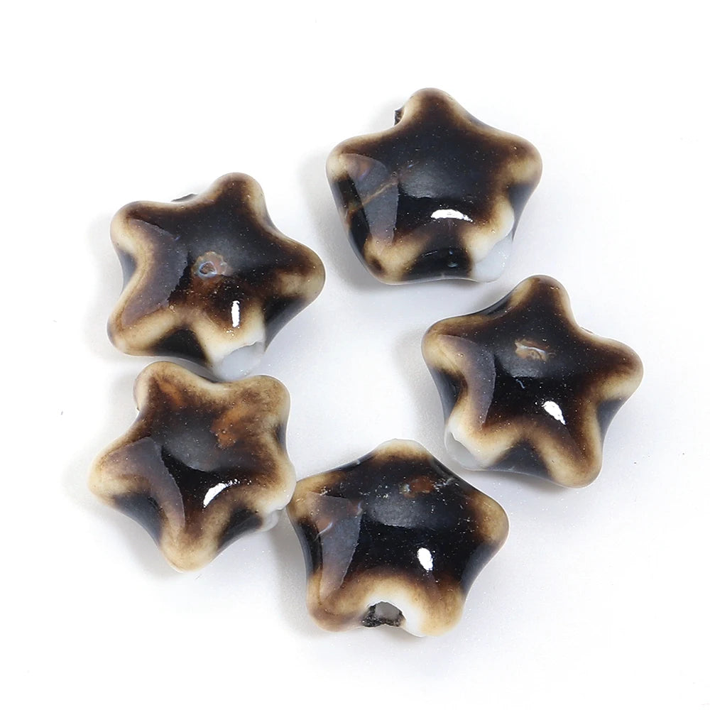 5 teile/los Keramik Stern Perlen Bunte 15x13,5mm Porzellan Lose Spacer Perlen Für DIY Schmuck Machen Armband halskette Zubehör