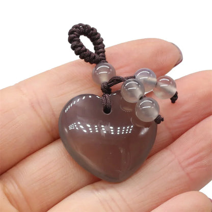 Natürliche Stein Keychain Charms Herz Rot Achate Amethysten Opal Anhänger für Schmuck Machen Halskette Keychain Geschenk
