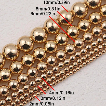 Natürliche Hämatit Stein KC Gold/Silber Farbe Überzogene Perlen Runde Lose Perlen Für Schmuck Machen DIY Armbänder Halskette Zubehör