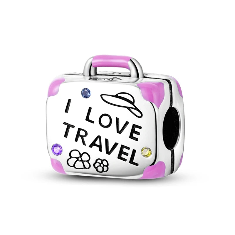 Neue 2025 925 Sterling Silber Charms Perlen Liebe Herz Rosa Original Charm Anhänger Fit Charm Armbänder DIY Schmuck Geburtstag Geschenk