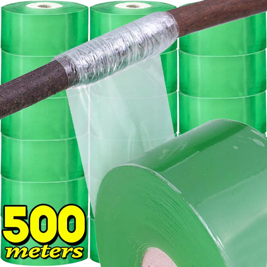 100/500m PE Veredelungsband, dehnbare, selbstklebende Gartenbaumrolle, Pflanzen-, Setzlings-, Wein- und Tomatenveredelungszubehör