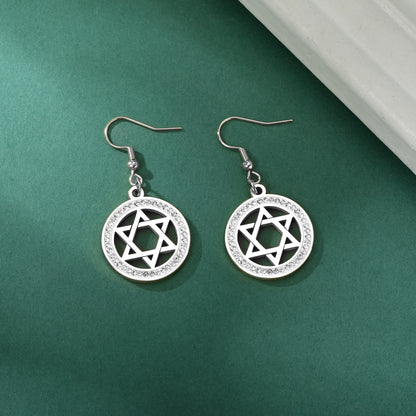 LIKGREAT Stern von David Edelstahl Vintage Halskette klar Zirkon runde Anhänger Halsketten Schmuck Hochzeits geschenk für Frauen Männer