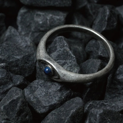 Silber Lapislazuli Vintage einfache ethnische Stil Pferde auge spitze blaue Ringe Unisex-Version für Trend Party Bankett Schmuck Geschenk