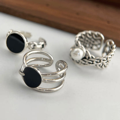 925 sterling silver rings for women, couples, minimalist, handmade, simple black stone ring, fine jewelry, gift, hypoallergenic