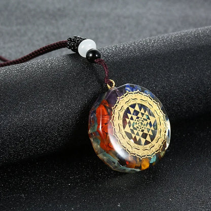 Retro Bunte Chips Natürliche Türkis Amethyst Stein Chakra Orgon Energie Pendel Amulett Reiki Heilung Anhänger Halskette