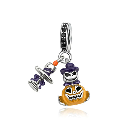 Heißer Verkauf 925er Sterlingsilber Schlitten- und Schneemann-Perlen und Kürbiskopf-Anhänger, passend für Armbänder, Weihnachts- und Halloween-Geschenke