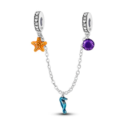 Sicherheitsketten aus 925er-Sterlingsilber, violette Serie, Schmetterling, Widder, Zwillinge, passend für Original-Armbänder, DIY-Schmuckherstellung, Geschenk für Frauen