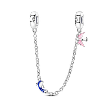 Beliebter Charm-Anhänger aus 925er-Sterlingsilber mit Delfin, sicherer Kette, Muschel und Qualle, passend für Armbänder, exquisites Strandparty-Geschenk