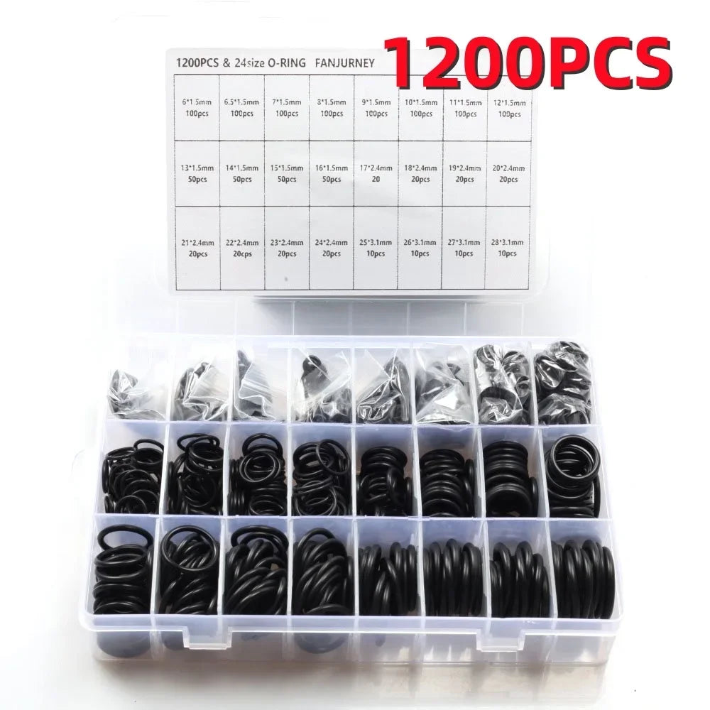 740/1200-teiliges O-Ring-Set aus Nitrilkautschuk, schwarzer O-Ring, ölbeständige, verschleißfeste und wasserdichte O-Ring-Dichtung