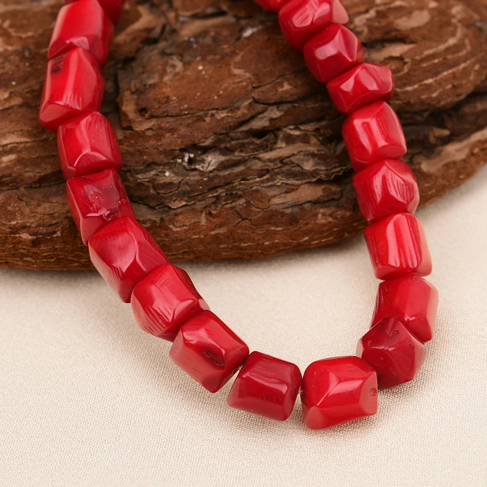 Apdgg eine natürliche Freiheit unregelmäßiges Rad rote Koralle Edelsteine Stein lose Perlen 15.5 ''Stränge Schmuck machen DIY