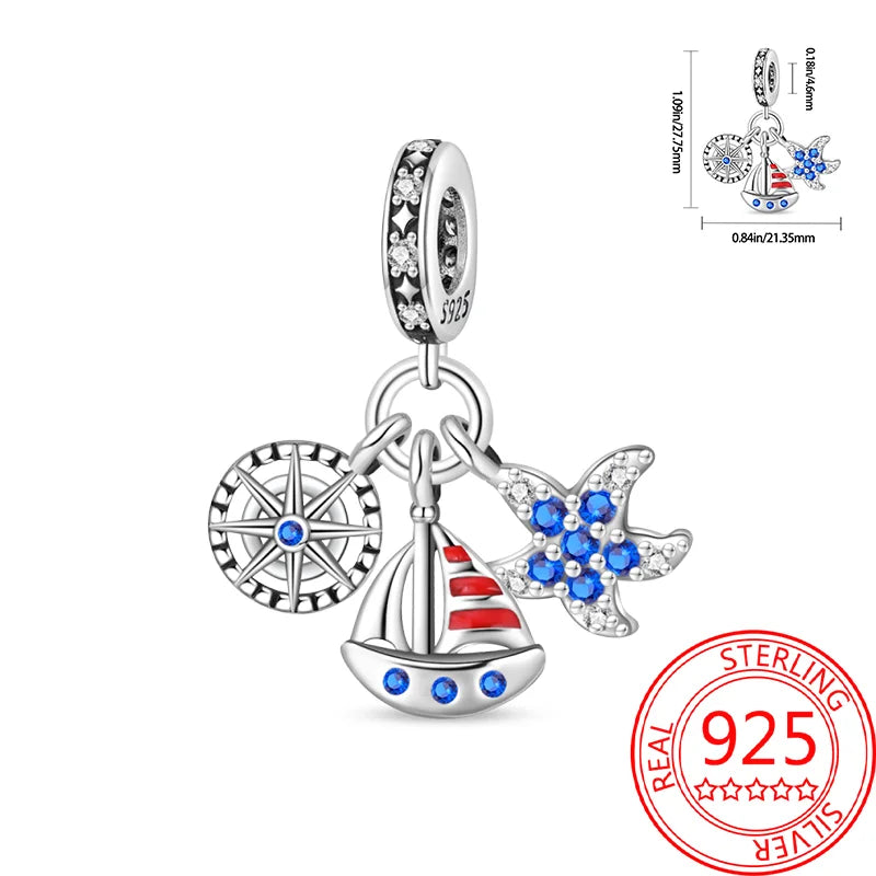 Sommer-Charm-Anhänger aus 925er-Sterlingsilber, Sea World Kingdom, Perlen für Charms, Original-Armband für Damen, Schmuckherstellung