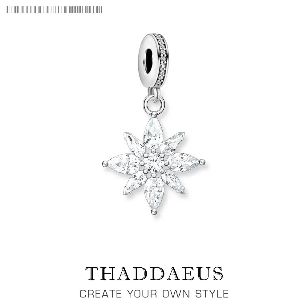 Charm-Anhänger, feminine Blume, Modeschmuck für Damen, Winter, 925er Sterlingsilber, neues romantisches Geschenk