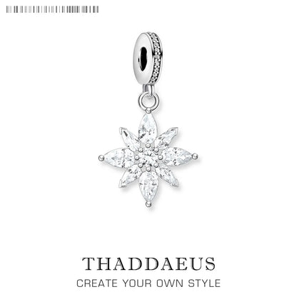 Charm-Anhänger, feminine Blume, Modeschmuck für Damen, Winter, 925er Sterlingsilber, neues romantisches Geschenk