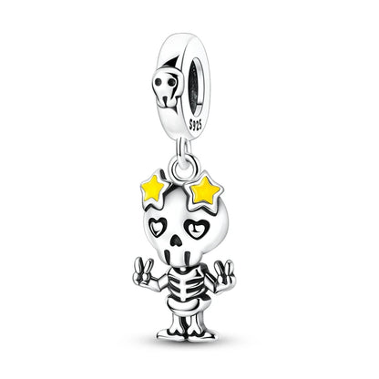 Charms aus 925er-Sterlingsilber, Perlen, Totenkopf, Apfel, baumelnd, passend für Original-Armbänder, DIY-Schmuck, Geschenke