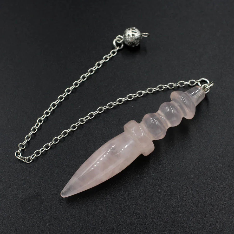 Naturstein heilsteine Anhänger ägyptischen Kristall Pendel für Weissagung Wünschelrute Reiki rosa klar Quarz Amethysten obsidian rosenquarzschwarz Onyx Pendel edelstein anhänger kristall anhänger amulett x130