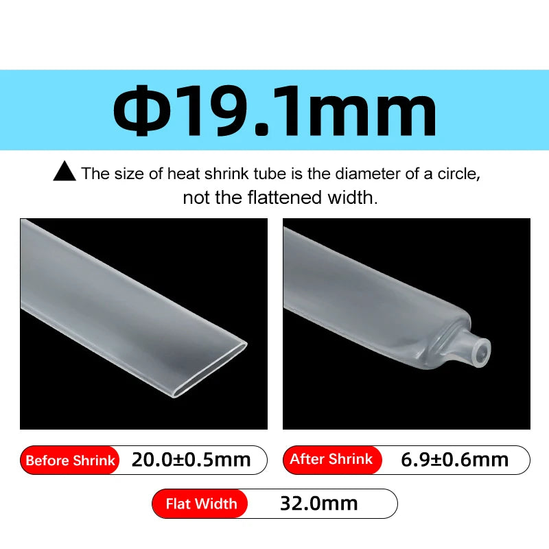 2 - 10M Transparenter 3:1 Schrumpfschlauch mit Klebstoff 1,6 ~ 39mm Doppelwandiger Klebstoffbeschichteter Polyolefin-Schrumpfschlauch Kabelschutzhülle