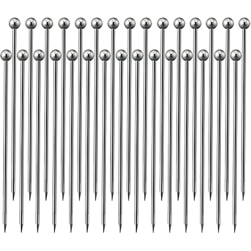 Cocktail-Picks-Set aus Edelstahl, wiederverwendbare Martini-Stäbchen aus Metall, lange Cocktail-Zahnstocher für Vorspeisen, 4,3 Zoll
