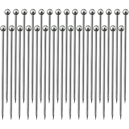 Cocktail-Picks-Set aus Edelstahl, wiederverwendbare Martini-Stäbchen aus Metall, lange Cocktail-Zahnstocher für Vorspeisen, 4,3 Zoll