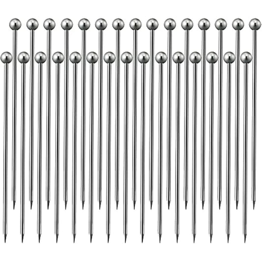 Cocktail-Picks-Set aus Edelstahl, wiederverwendbare Martini-Stäbchen aus Metall, lange Cocktail-Zahnstocher für Vorspeisen, 4,3 Zoll
