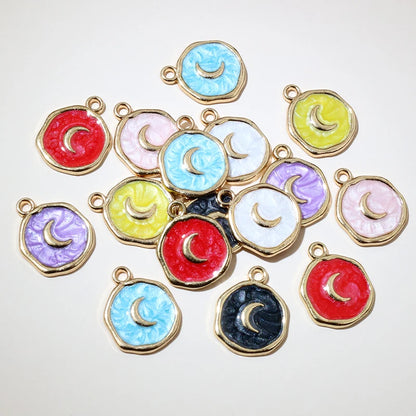 20 Stück Emaille Mond Herz Charms Anhänger Legierung Metall DIY Schmuck Herstellung Zubehör Ergebnisse für Armband Ohrringe Halskette