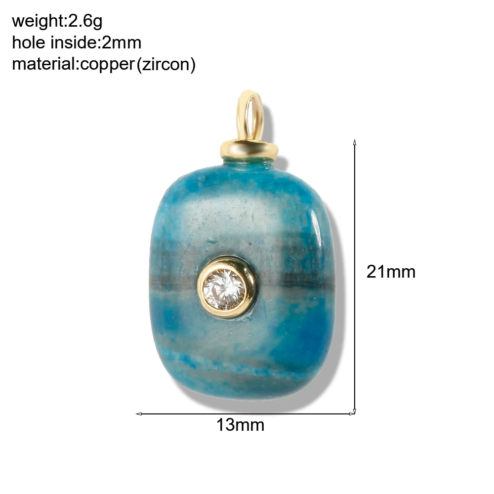 Bohemian Naturstein Perle Charms Für Schmuck Machen Liefert Blau Grün Stein Zirkon Dijes Diy Ohrringe Armband Halskette