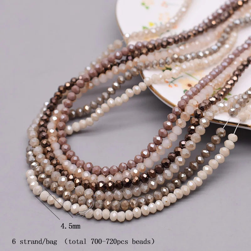 4 mm Farbschema, 6 Stränge/Beutel, Rondelle-Kristallglasperlen, facettierte lose Distanzperlen für Schmuckherstellung, Schmuck, DIY-Halskette