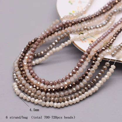4 mm Farbschema, 6 Stränge/Beutel, Rondelle-Kristallglasperlen, facettierte lose Distanzperlen für Schmuckherstellung, Schmuck, DIY-Halskette