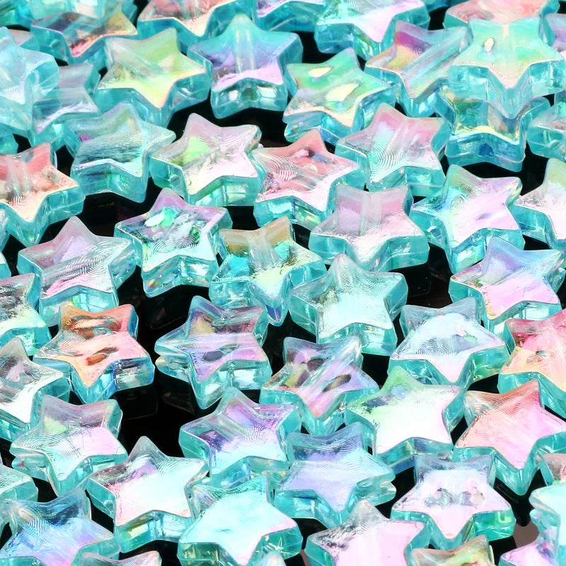 50 Stück transparente AB-Farbe, fünfzackiger Stern, Acrylperlen, lose Distanzperlen für Schmuckherstellung, DIY-Handwerk