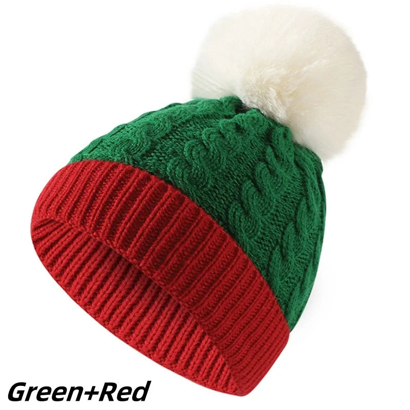 Weihnachten Weihnachten Santa Neujahr Hut Outdoor Winter Warme Häkeln Stricken Mützen Schädeldecke Pompom Kappe Motorhaube Party Geschenke Für Erwachsene Kinder