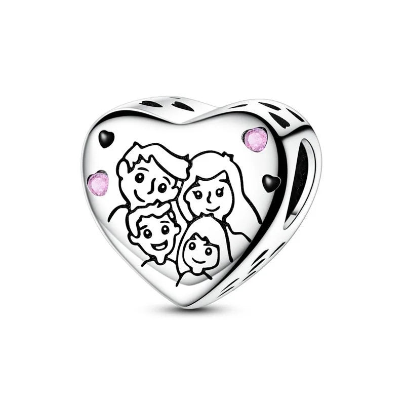 Bezaubernde herzförmige Perlen aus 925er-Sterlingsilber, Familie, Liebe, Tier, Fußabdruck, Charm-Armband, Halskette, passend für Frauen, DIY-Urlaubsgeschenke
