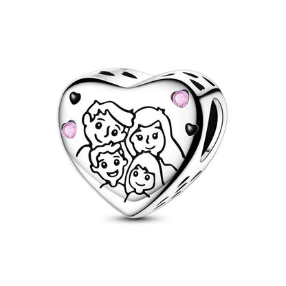 Bezaubernde herzförmige Perlen aus 925er-Sterlingsilber, Familie, Liebe, Tier, Fußabdruck, Charm-Armband, Halskette, passend für Frauen, DIY-Urlaubsgeschenke