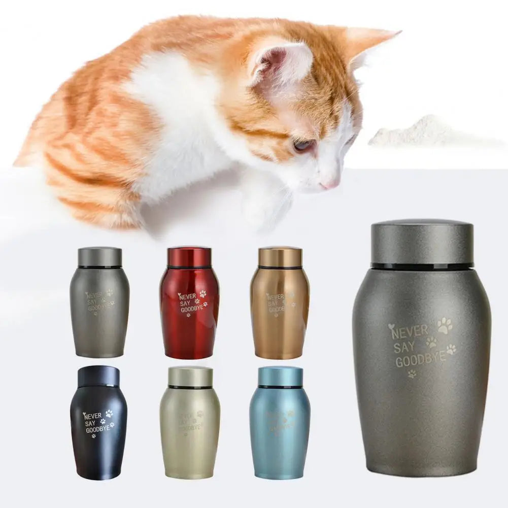 Haustier-Urne, Haustier-Pfotenabdruck, Edelstahl-Urne für Hunde, Katzen, Andenken, Ascheurne, Never Say Goodbye, Haustier-Pfotenabdruck, klein
