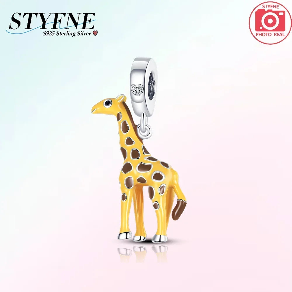 Exquisite Charms aus 925er Silber, Sika-Hirsch, Elch, Leopard, Löwe, Affe, Perlen, passend für Original-Charm-Armbänder, Mode-Anhänger, Geschenk